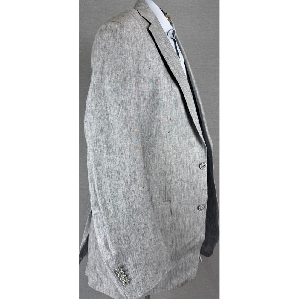 Scabal Pure Linen Blazer Mens Fits 42 Grey Melange 2 Button Sport Coat Patch